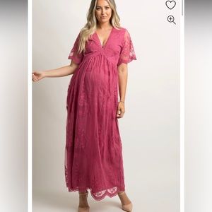 Pink Blush Lace Maxi Maternity Dress EUC size S